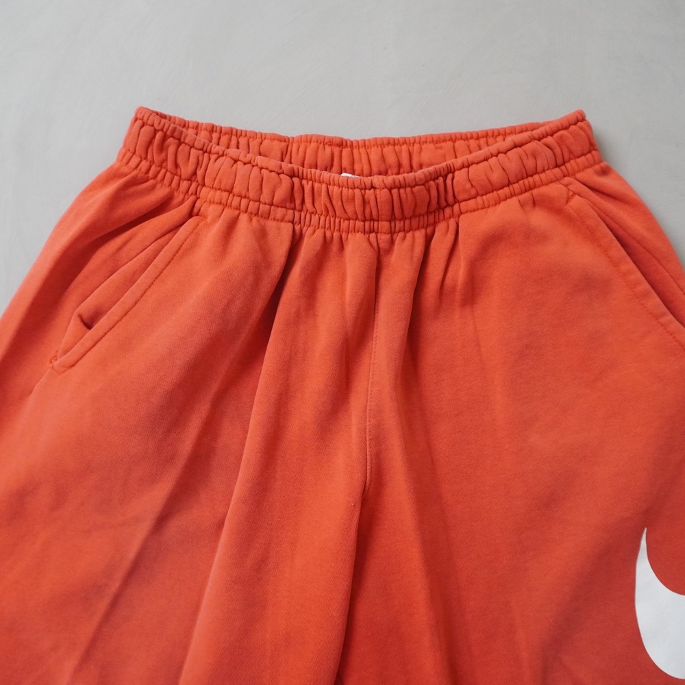 Nike Fleece Sweat Shorts Medium Mens Orange Big Swoosh Graphic Drawstring - Picture 11 of 11